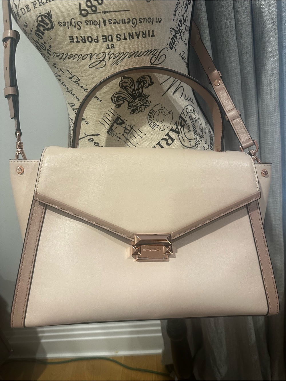 Michael Kors Blush and Cream Leather Top-Handle Satchel